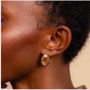 New! Anthropologie 18K Gold Plated Petite Door Knocker Earrings NWOT
